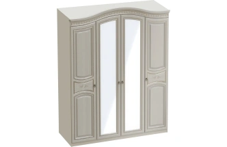 Шкаф четырехдверный Николь, для одежды, ясень жемчужный / ваниль