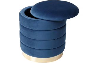 Пуф Фред, синий #29, велюр / золотой каркас