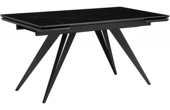 Обеденный раздвижной стол Дарвин, 140(200)х80, керамика, черный мрамор / черный