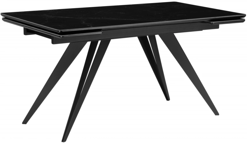 Обеденный раздвижной стол Дарвин, 140(200)х80, керамика, черный мрамор / черный