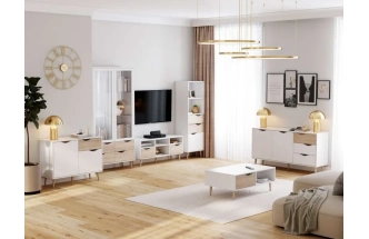 Модульная гостиная Соната 2, белый фон / дуб сонома