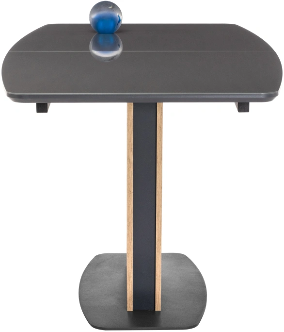 Кухонный обеденный раздвижной стол Теон, 140(180)х80х76, стекло, графит / дуб антор натуральный