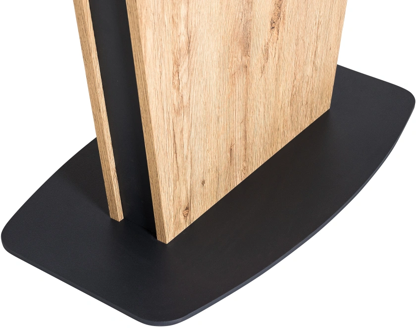 Кухонный обеденный раздвижной стол Теон, 140(180)х80х76, стекло, графит / дуб антор натуральный