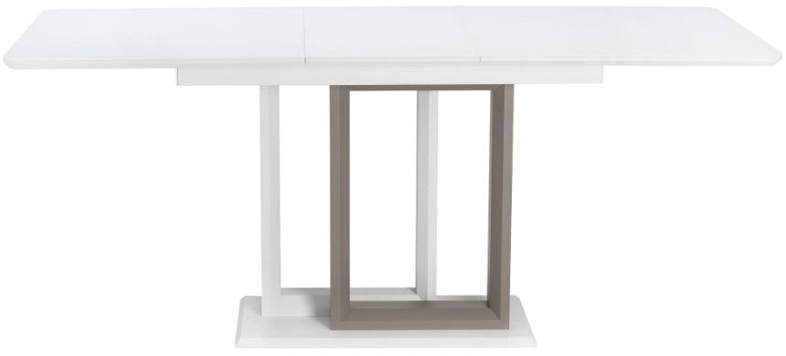 Кухонный обеденный раздвижной стол Санса, 140(180)х80х76, стекло, грей / белая шагрень / грей
