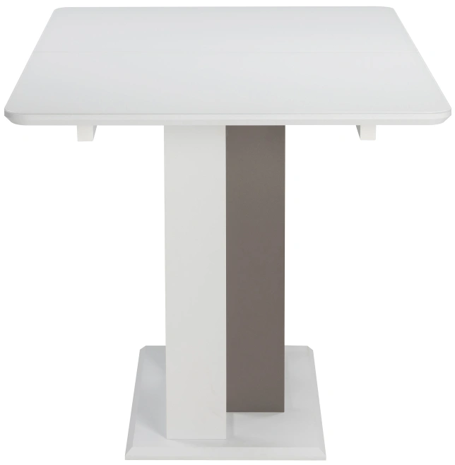 Кухонный обеденный раздвижной стол Санса, 140(180)х80х76, стекло, грей / белая шагрень / грей