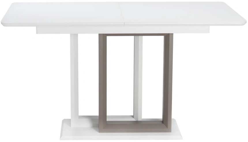 Кухонный обеденный раздвижной стол Санса, 140(180)х80х76, стекло, грей / белая шагрень / грей