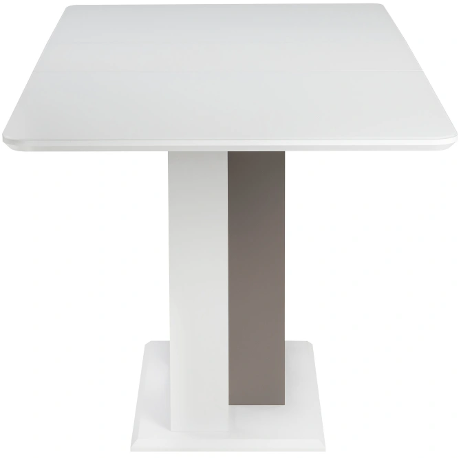 Кухонный обеденный раздвижной стол Санса, 140(180)х80х76, стекло, грей / белая шагрень / грей
