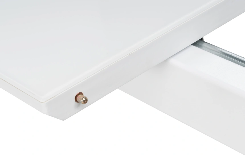 Кухонный обеденный раздвижной стол Санса, 140(180)х80х76, стекло, грей / белая шагрень / грей