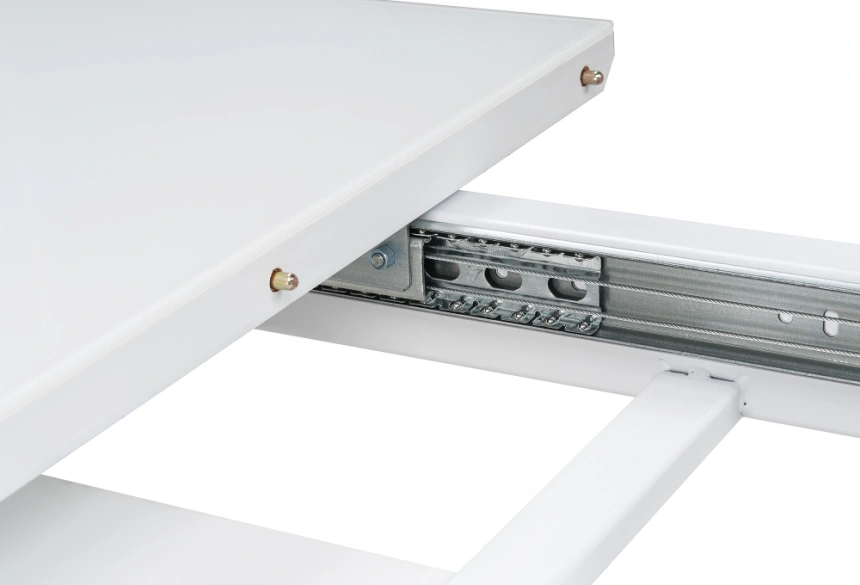 Кухонный обеденный раздвижной стол Санса, 140(180)х80х76, стекло, грей / белая шагрень / грей