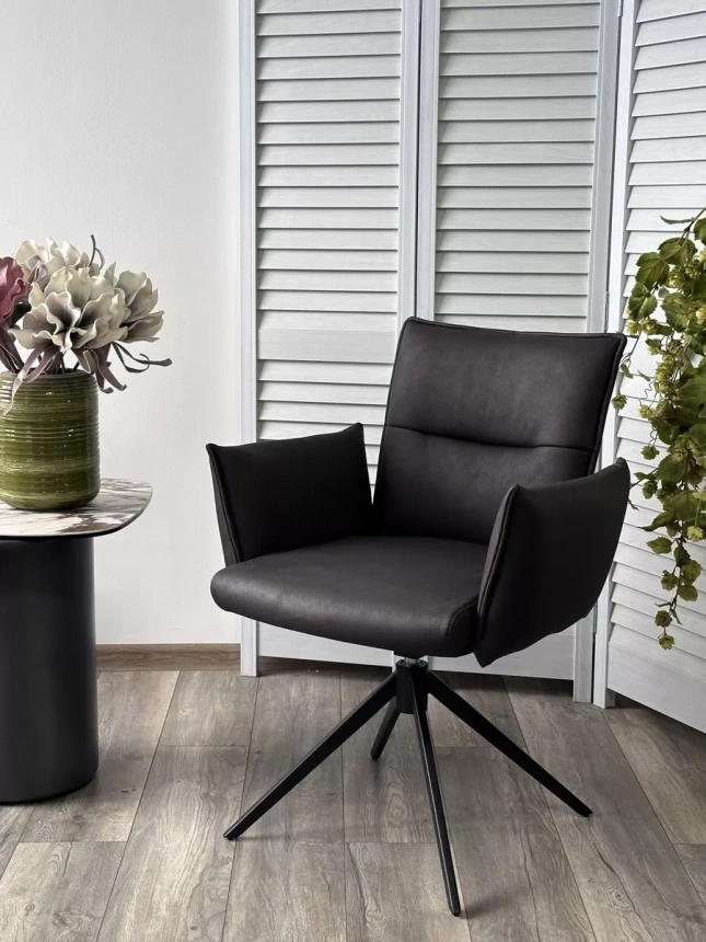 Стул Dean, поворотный, темно-серый,  экокожа  Maison 99#, черный