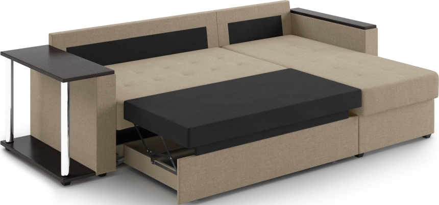 Диван угловой Атланта, модель 110, Savana Camel (бежевый) / венге