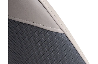 Стул 30C-DX-2100, мягкий, экокожа, бежевый / серый / белые ножки