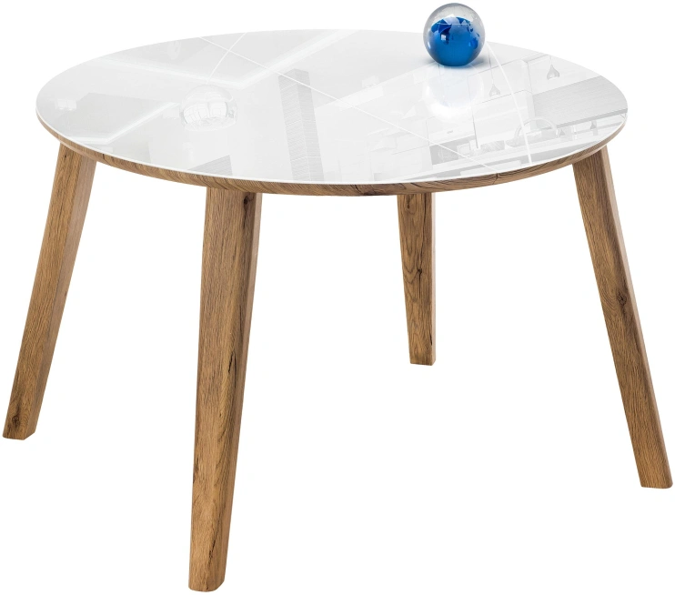 Кухонный раздвижной стол Семвэлл, 100(140)х100х75, стекло, дуб монтана / белый