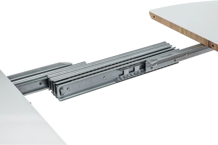 Кухонный раздвижной стол Семвэлл, 100(140)х100х75, стекло, дуб монтана / белый