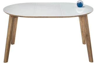 Кухонный раздвижной стол Семвэлл, 100(140)х100х75, стекло, дуб монтана / белый