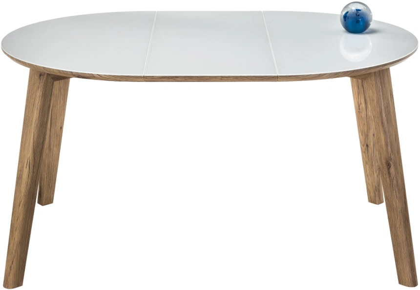Кухонный раздвижной стол Семвэлл, 100(140)х100х75, стекло, дуб монтана / белый