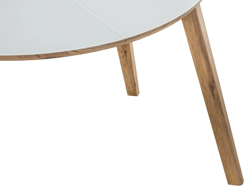 Кухонный раздвижной стол Семвэлл, 100(140)х100х75, стекло, дуб монтана / белый