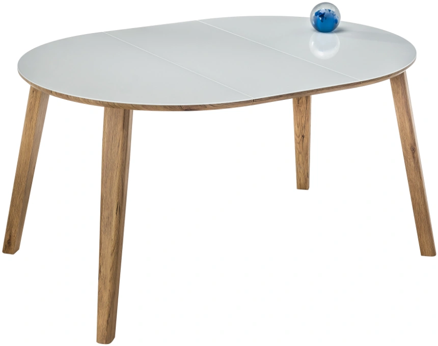 Кухонный раздвижной стол Семвэлл, 100(140)х100х75, стекло, дуб монтана / белый