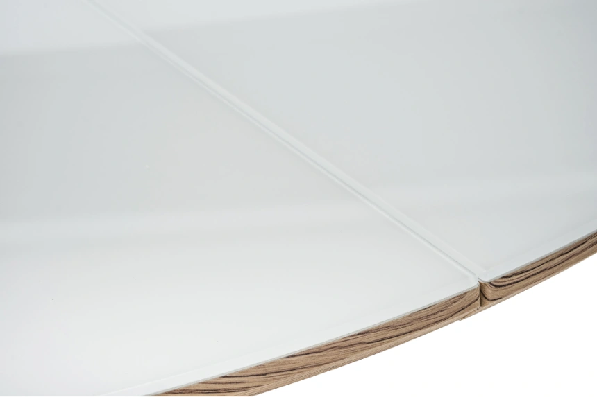 Кухонный раздвижной стол Семвэлл, 100(140)х100х75, стекло, дуб монтана / белый