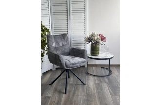 Стул Eilat, поворотный, Cremona-95 серый, ткань, черный каркас