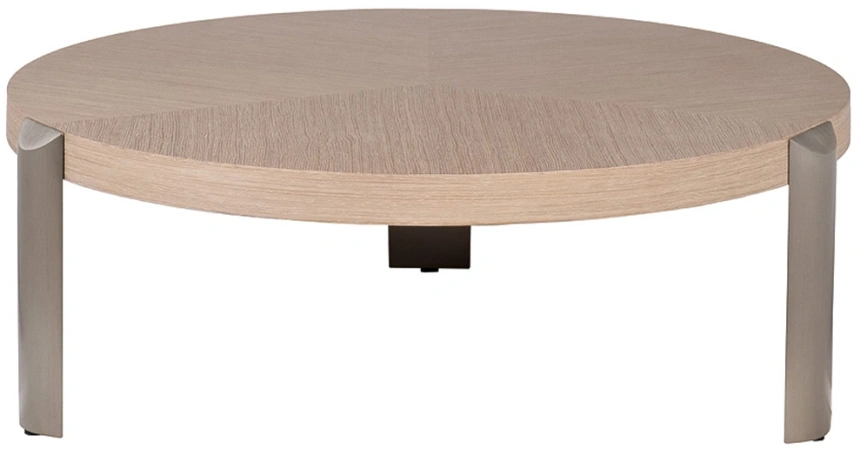 Журнальный стол 58DB-21004, 100x100x35, МДФ, шпон, светло-коричневый / серебристый