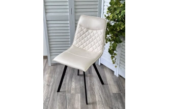 Стул Texas, мягкий, HK017-01 серо-белый, PU, экокожа, черный каркас