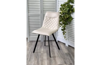 Стул Texas, мягкий, HK017-01 серо-белый, PU, экокожа, черный каркас