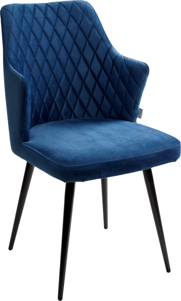 Стул Herman, поворотный, синий #29, велюр, черный каркас