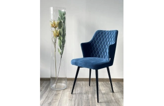 Стул Herman, поворотный, синий #29, велюр, черный каркас