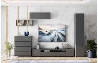 Шкаф-пенал одностворчатый Сибити, графит серый