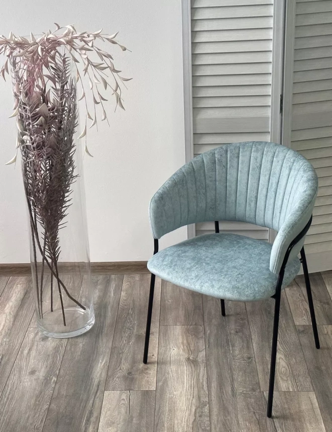 Стул Гемма, мягкий, Rain 7 breeze, велюр, черный каркас 