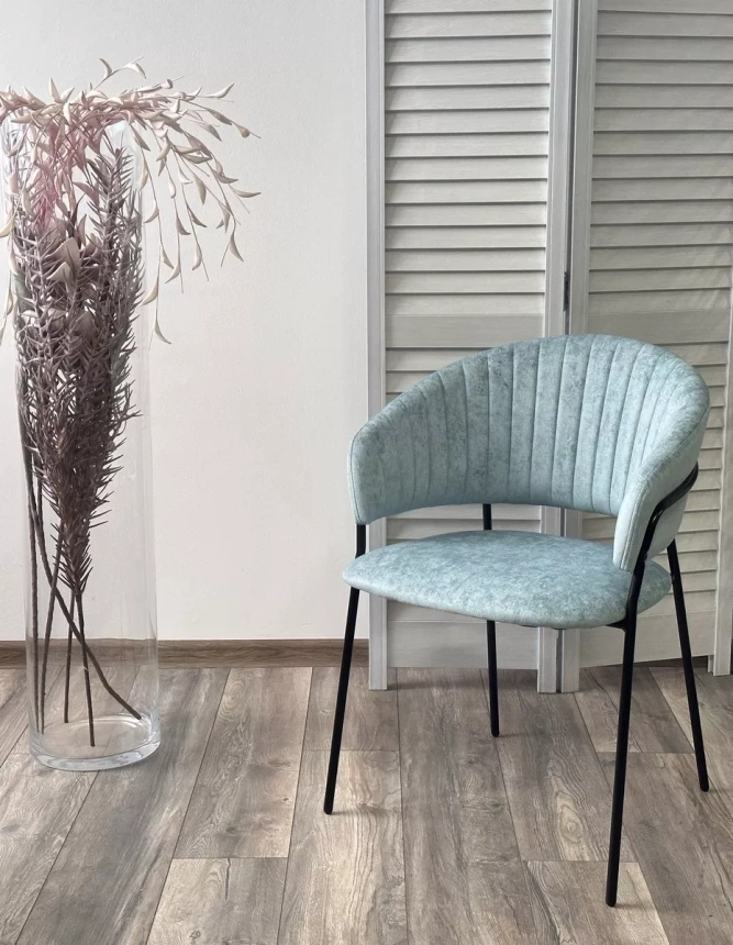 Стул Гемма, мягкий, Rain 7 breeze, велюр, черный каркас 