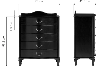 Комод Джульетта, с пятью ящиками, орех