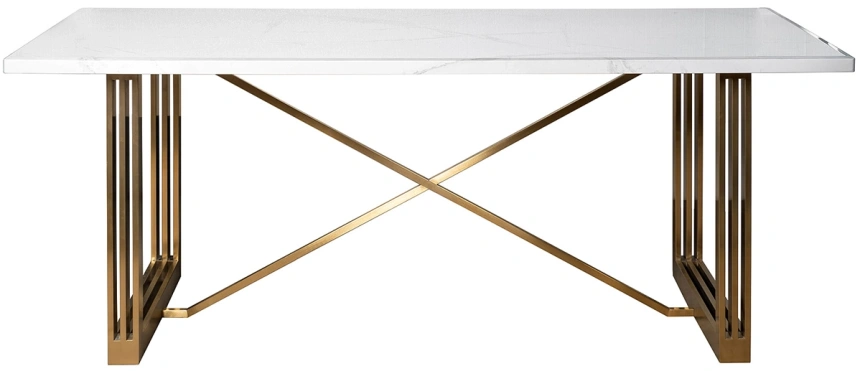 Обеденный стол 30F-14780, МДФ, белый / золото