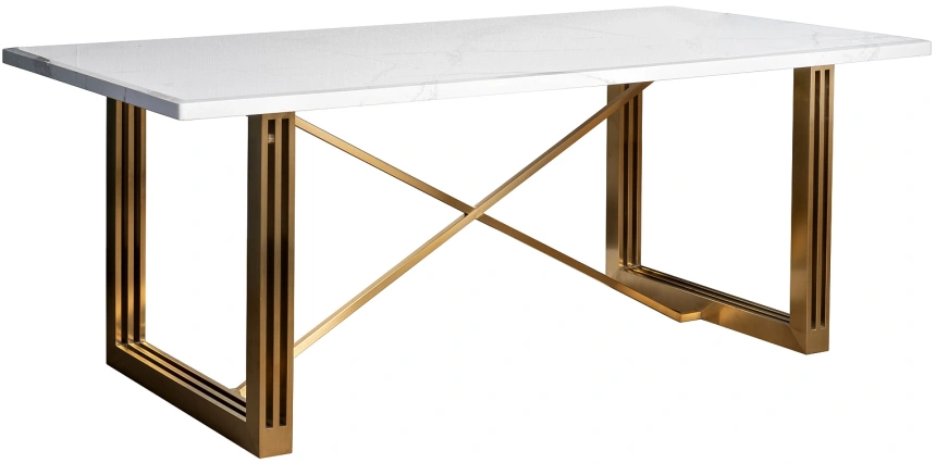 Обеденный стол 30F-14780, МДФ, белый / золото