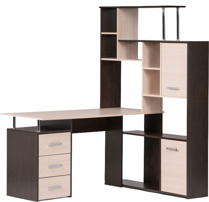 Стол компьютерный правый КС-15, венге / дуб молочный правый