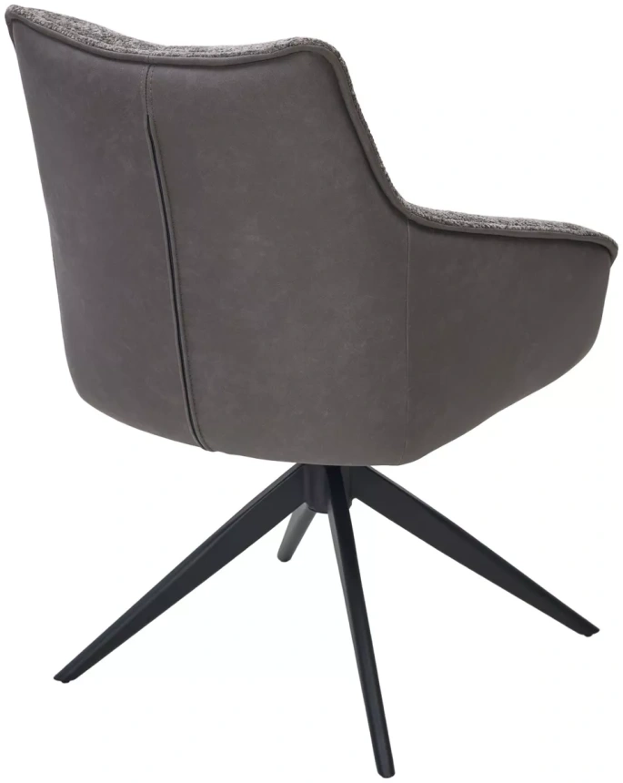 Стул Fabian, поворотный, Mona-464 cерый, PU/ Steam-132 серый, ткань, черный каркас