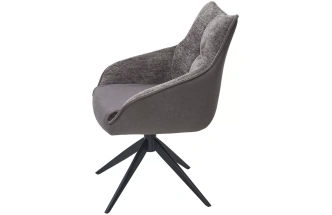 Стул Fabian, поворотный, Mona-464 cерый, PU/ Steam-132 серый, ткань, черный каркас