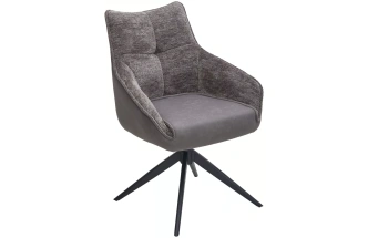 Стул Fabian, поворотный, Mona-464 cерый, PU/ Steam-132 серый, ткань, черный каркас