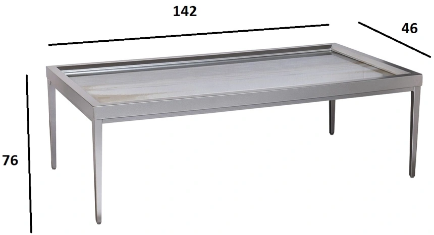 Журнальный стол Mirage, 76x142x46, МДФ, хром