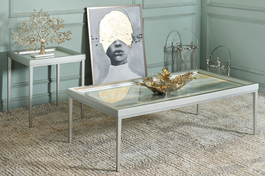 Журнальный стол Mirage, 76x142x46, МДФ, хром