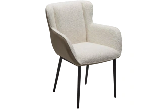 Стул Volcano, мягкий, белый Wales-101 ткань, светло-бежевый Maison 09 экокожа, черный каркас