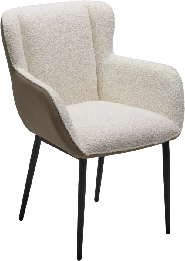 Стул Volcano, мягкий, белый Wales-101 ткань, светло-бежевый Maison 09 экокожа, черный каркас