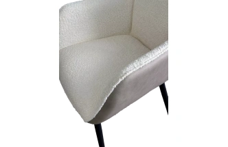 Стул Volcano, мягкий, белый Wales-101 ткань, светло-бежевый Maison 09 экокожа, черный каркас