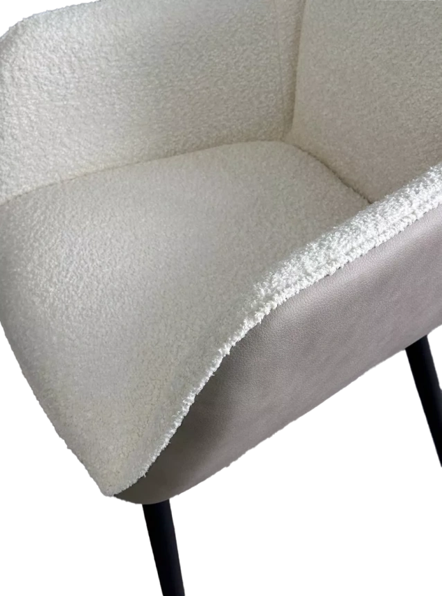 Стул Volcano, мягкий, белый Wales-101 ткань, светло-бежевый Maison 09 экокожа, черный каркас