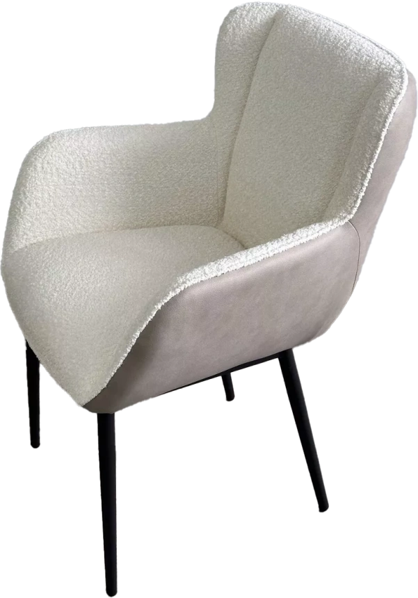 Стул Volcano, мягкий, белый Wales-101 ткань, светло-бежевый Maison 09 экокожа, черный каркас