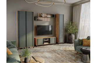 Модульная гостиная Богемия, дуб барокко / зелёный