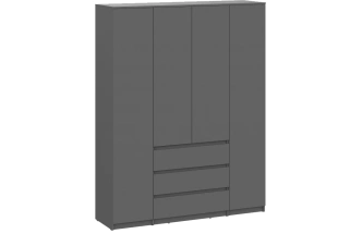 Шкаф четырехдверный Сибити, распашной для одежды, графит серый