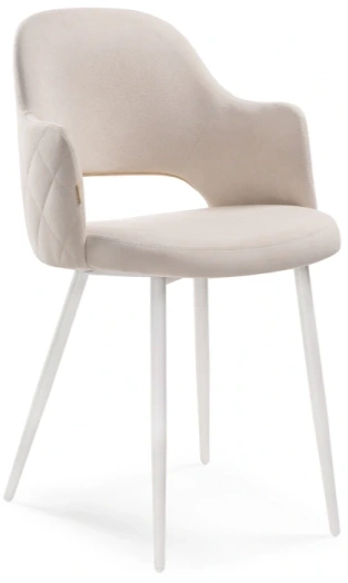 Стул Гутрид , на металлокаркасе, ромбы сзади, бежевый / белый